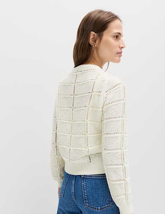 Cotton Blend Cropped Cardigan