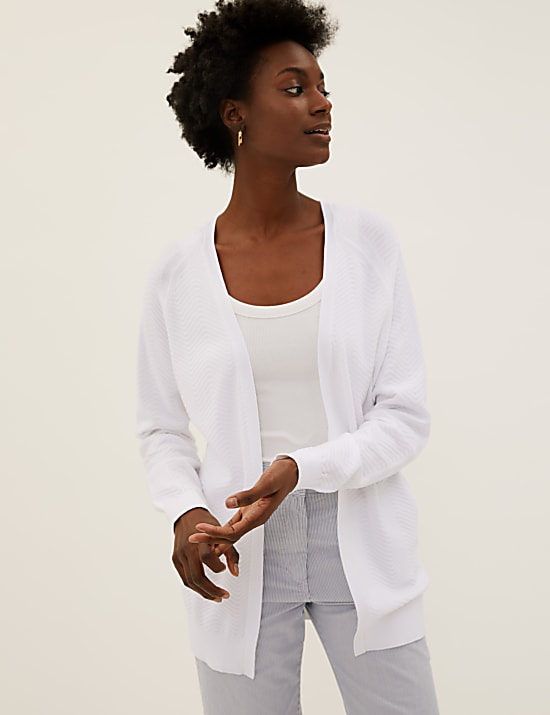 Cotton Rich Textured Relaxed Cardigan