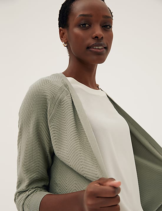 Cotton Rich Textured Relaxed Cardigan