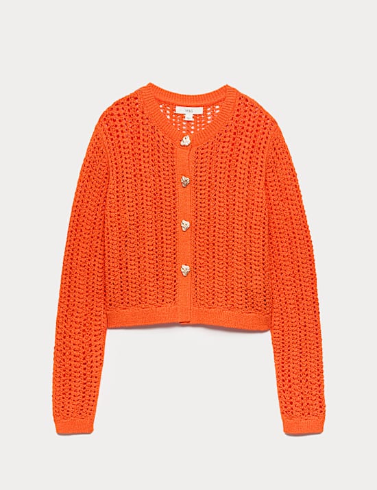 Strukturierte Strickjacke mit hohem Baumwollanteil in schmalem Schnitt