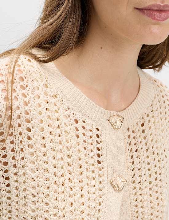 Cardigan coupe slim en coton m&eacute;lang&eacute; textur&eacute;