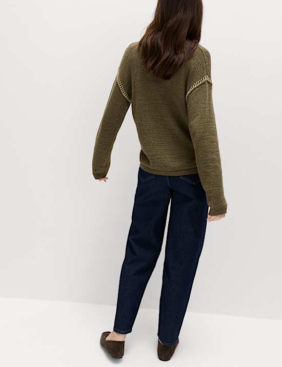 Kardigan Jahitan Jelujur Kerah V Bahan Katun Bertekstur