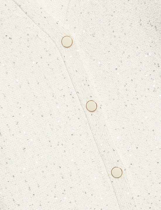 Třpytivý kardigan s výstřihem do V a knoflíky vpředu