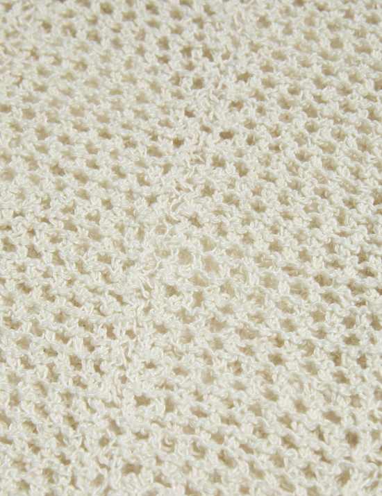 Cotton Rich Open Stitch Cropped Cardigan