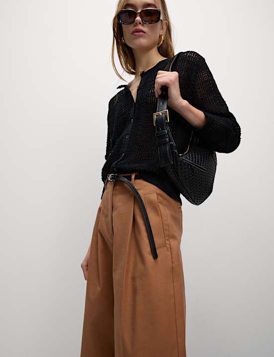 C&aacute;rdigan corto de punto abierto de algod&oacute;n