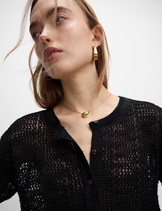 C&aacute;rdigan corto de punto abierto de algod&oacute;n