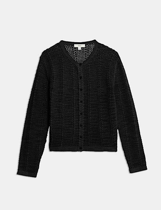 C&aacute;rdigan corto de punto abierto de algod&oacute;n