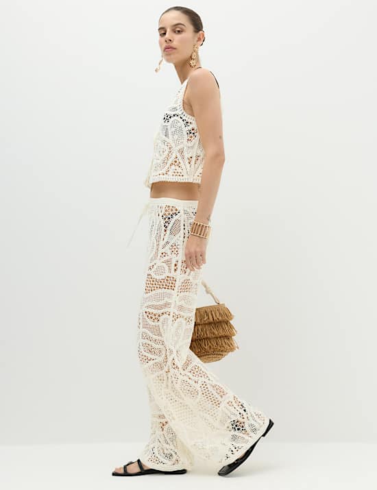 Crochet-Style Cropped Knitted Waistcoat