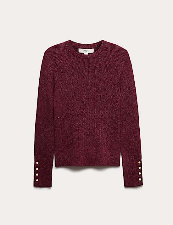 Sparkly Ribbed Button Detail Jumper