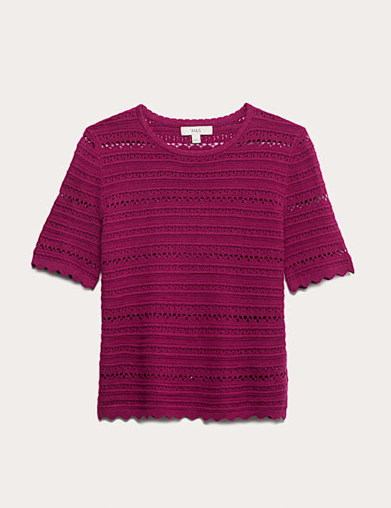Cotton Rich Open Stitch Knitted Top