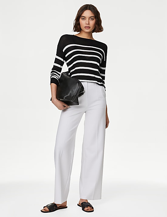 Lightweight Striped Crew Neck Jumper