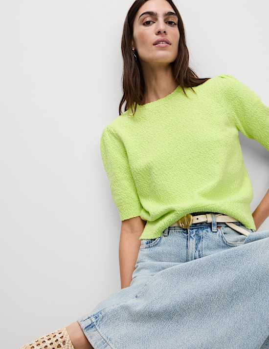 Cotton Rich Textured Slim Fit Crop Top