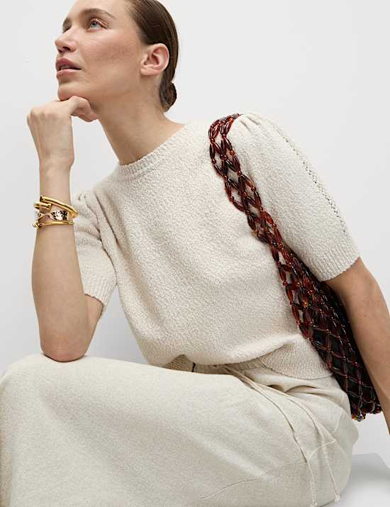 Cotton Rich Textured Slim Fit Crop Top