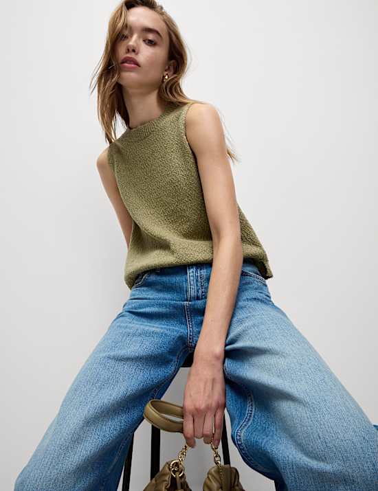 Cotton Rich Textured Knitted Vest