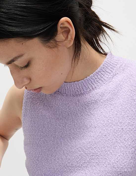 Cotton Rich Textured Knitted Vest