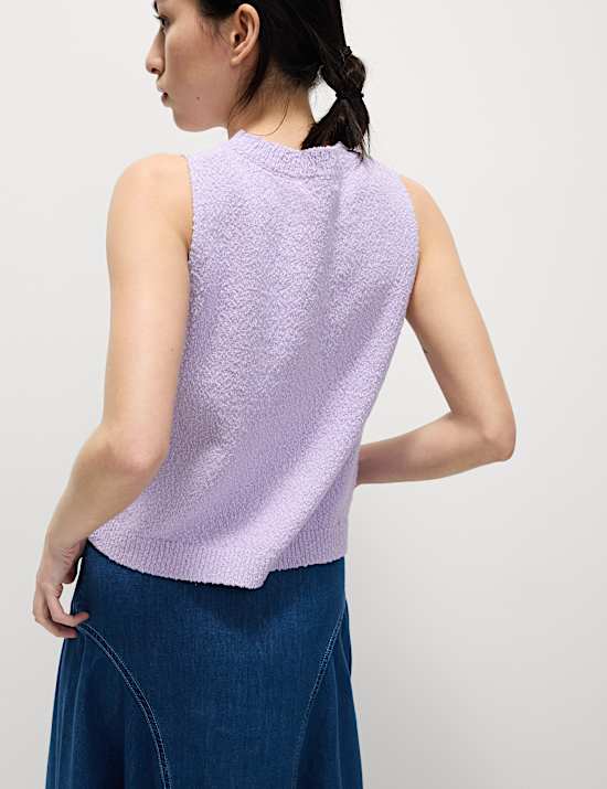Cotton Rich Textured Knitted Vest