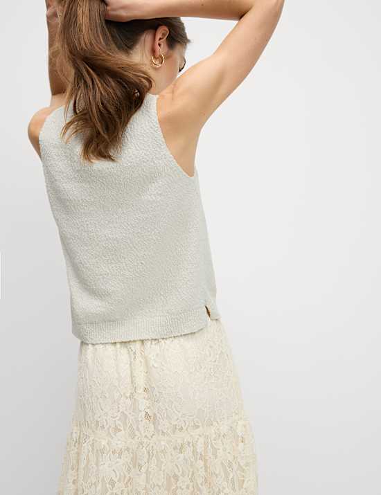 Cotton Rich Textured Knitted Vest