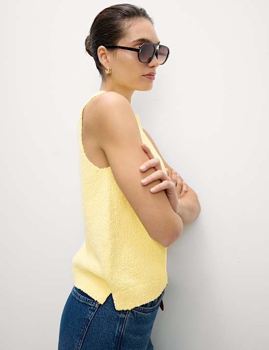 D&eacute;bardeur en maille de coton textur&eacute;