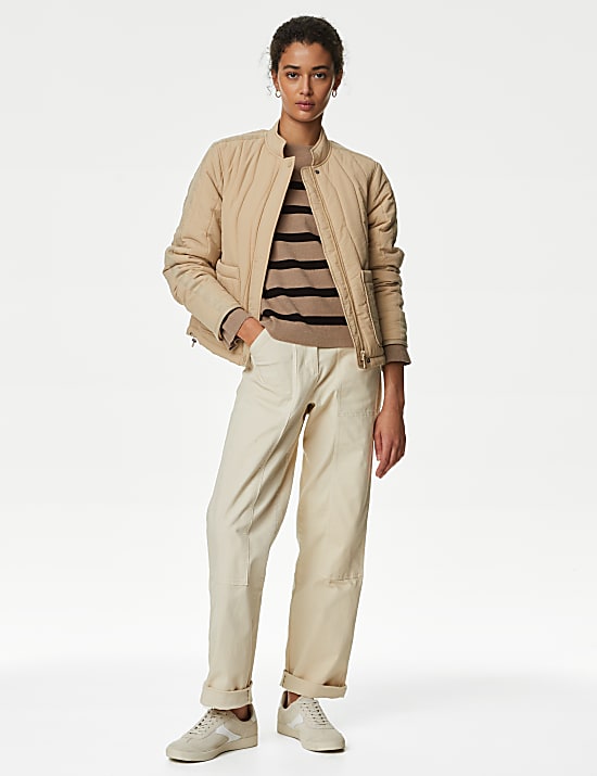 Cotton Rich Striped Crew Neck Jumper