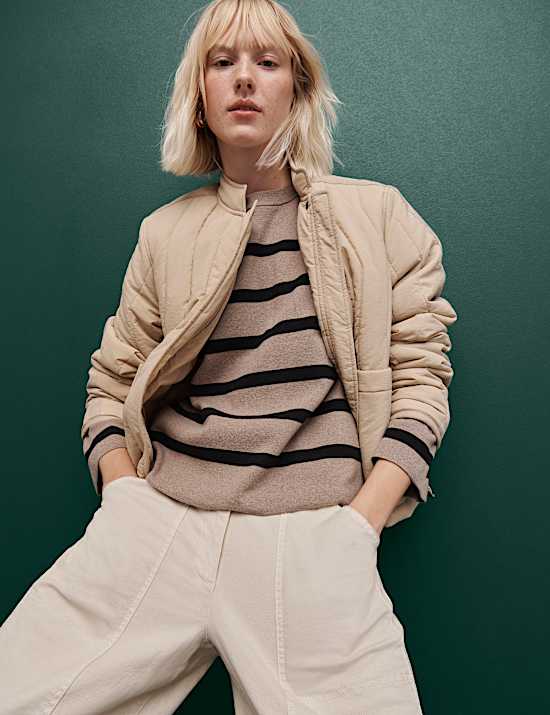 Cotton Rich Striped Crew Neck Jumper