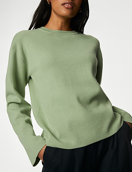 Pullover mit Rundhalsausschnitt und hohem Baumwollanteil