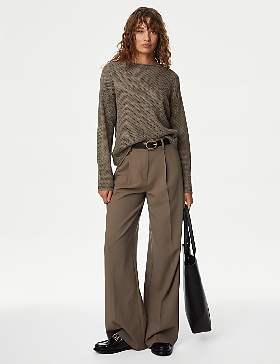 Textured Crew Neck Jumper