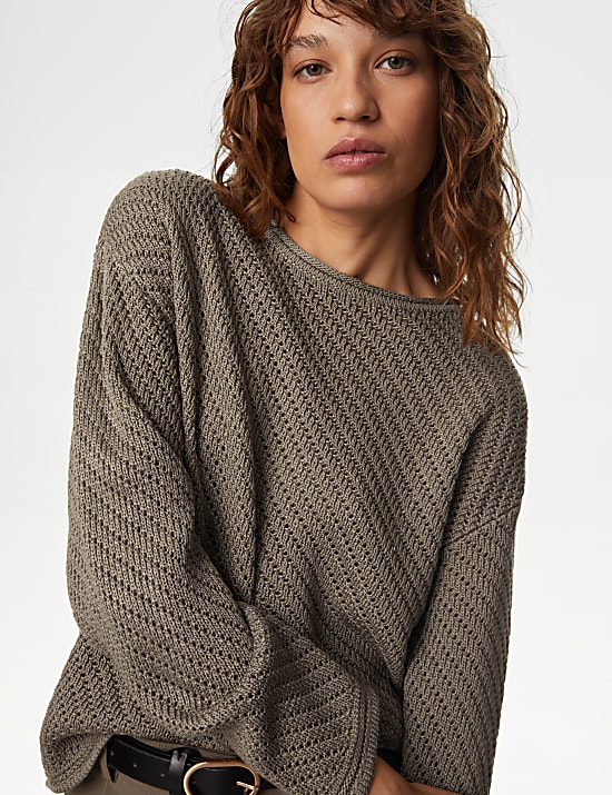 Textured Crew Neck Jumper