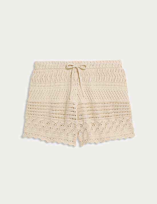 Cotton Blend Pointelle Shorts