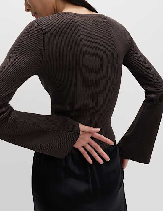 Flute Sleeve Knitted Top