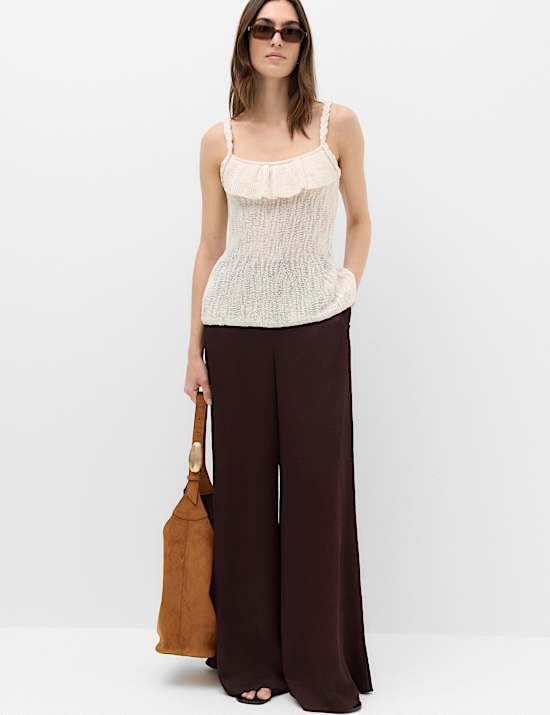 Cotton Rich Textured Scoop Neck Knitted Vest