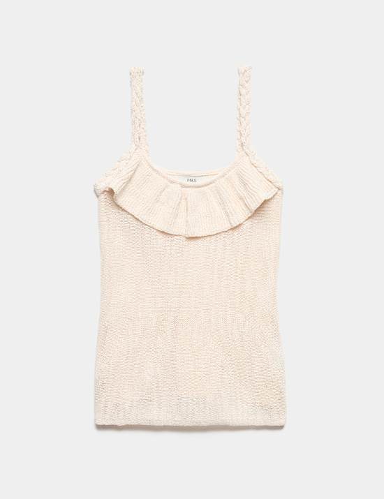 Cotton Rich Textured Scoop Neck Knitted Vest