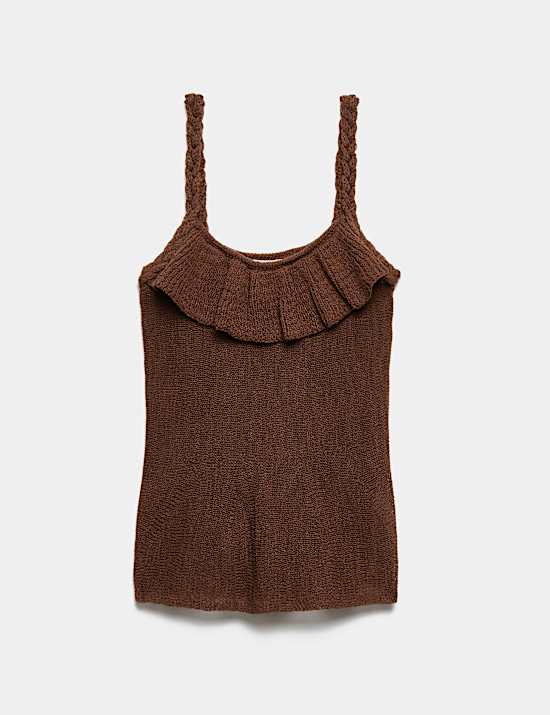Maillot de corps en maille de coton textur&eacute; &agrave; d&eacute;collet&eacute; rond