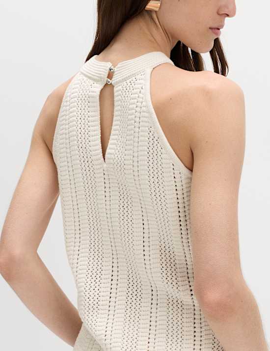 Cotton Rich Crochet Style Knitted Vest