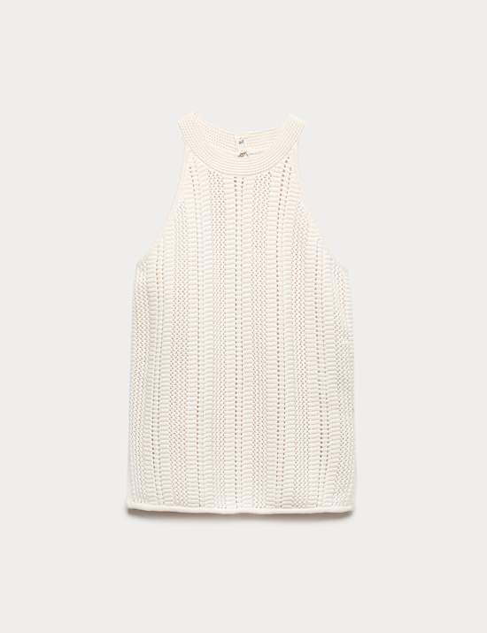 Cotton Rich Crochet Style Knitted Vest