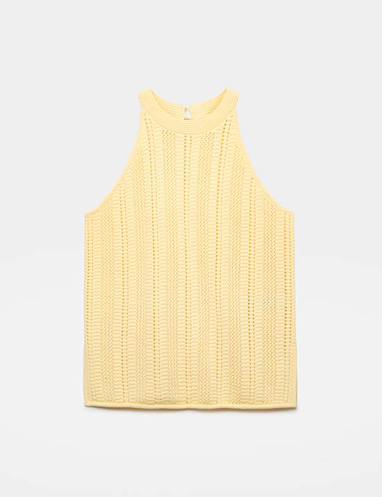 Cotton Rich Crochet Style Knitted Vest