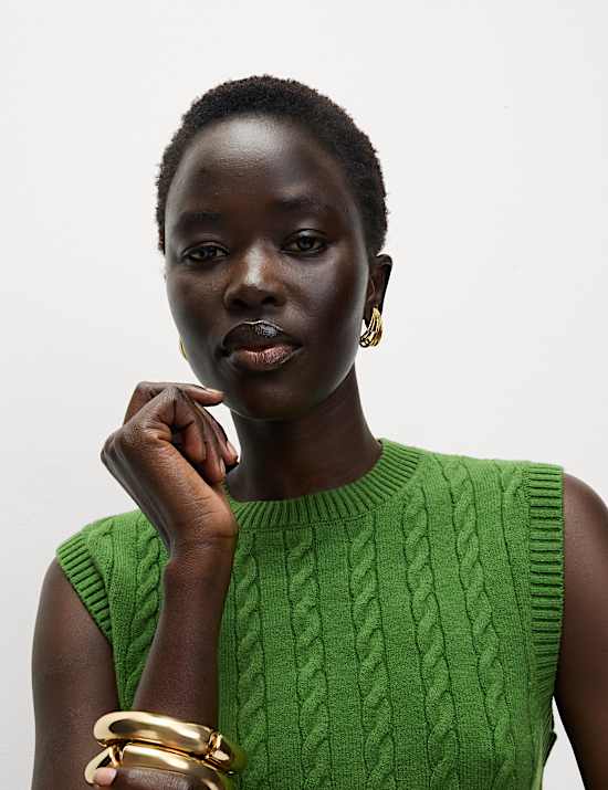 Maillot de corps &agrave; col rond en maille l&eacute;g&egrave;re torsad&eacute;e