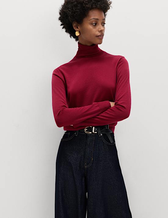 Pure Merino Wool Roll Neck Jumper