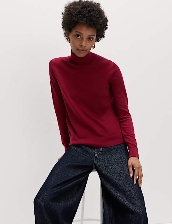 Pure Merino Wool Roll Neck Jumper
