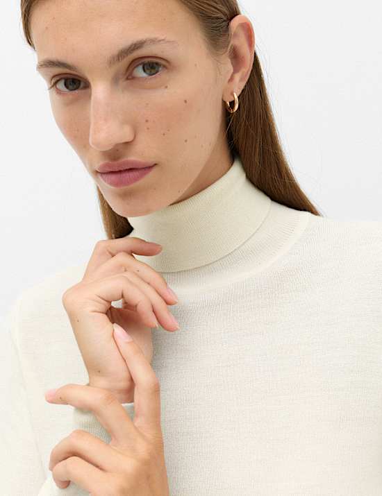 Pure Merino Wool Roll Neck Jumper
