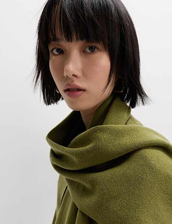 Air-Yarn Scarf-Neck Cardigan