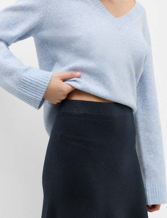Jupe midaxi coupe &eacute;vas&eacute;e en maille l&eacute;g&egrave;re