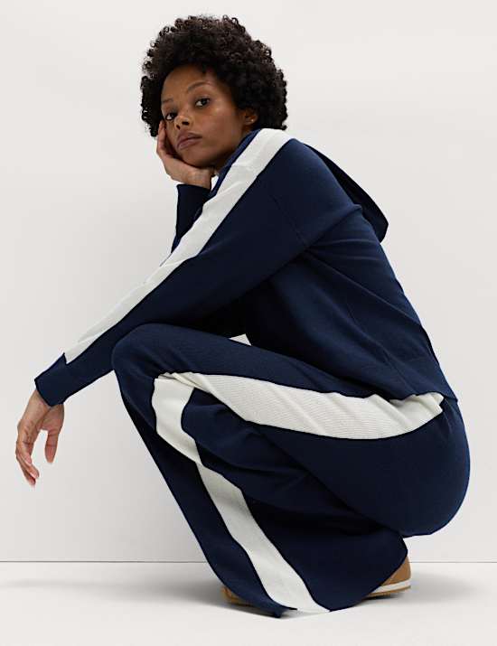 Wide Leg Knitted Trousers with Wool