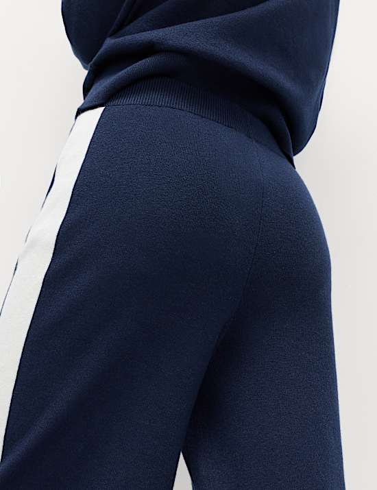 Wide Leg Knitted Trousers with Wool