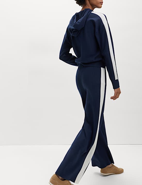 Wide Leg Knitted Trousers with Wool