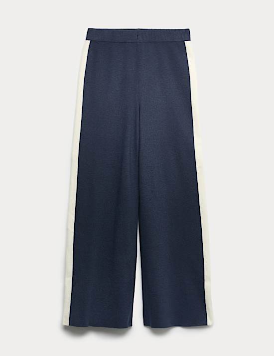 Wide Leg Knitted Trousers with Wool