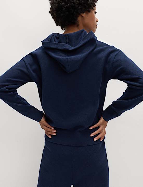 Sweat &agrave; capuche en maille &agrave; rayure lat&eacute;rale avec laine