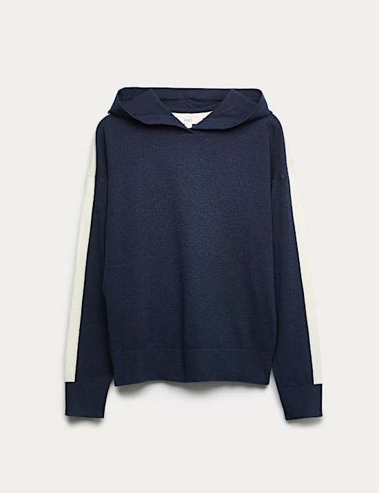 Sweat &agrave; capuche en maille &agrave; rayure lat&eacute;rale avec laine