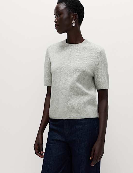 Air-Yarn Crew Neck Knitted Top