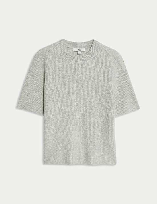 Air-Yarn Crew Neck Knitted Top