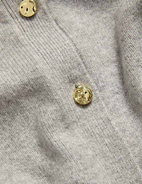 Air-Yarn Crew Neck Button Front Cropped Cardigan